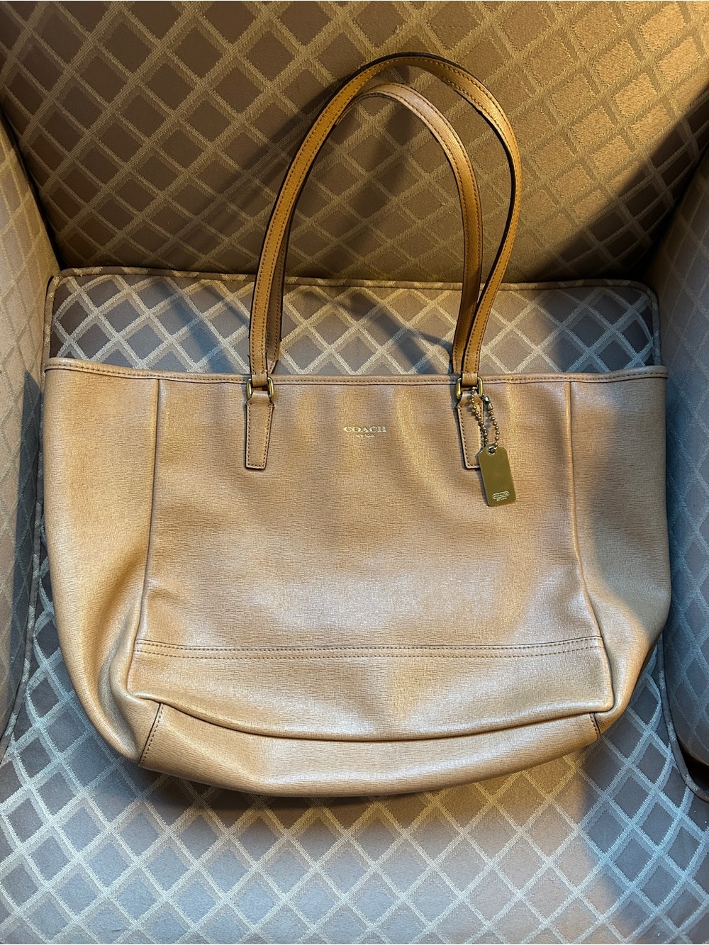 Coach 23576 Tan Saffiano Leather Tote Handbag